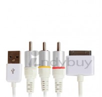 Composite Video to TV RCA AV USB Cable Charger for iPhone 4S 4 iPad 3 2 Touch